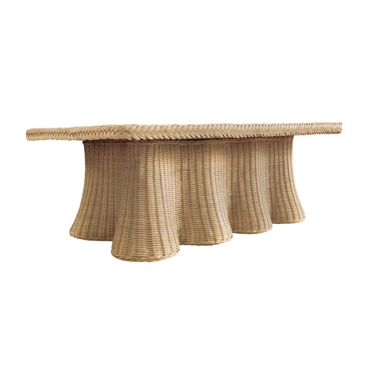 Worlds Away - Rectangular Coffee Table With Braided Edge And Scallopped Skirt In Natural Woven Rattan - BRITNEY view 1