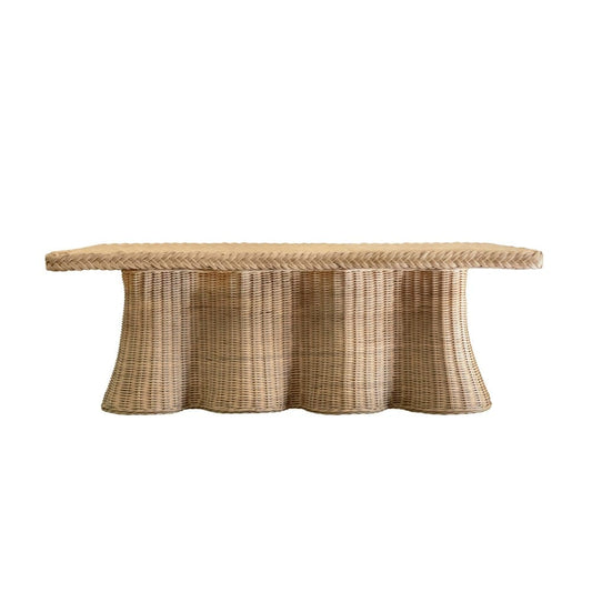 Worlds Away - Rectangular Coffee Table With Braided Edge And Scallopped Skirt In Natural Woven Rattan - BRITNEY view 2