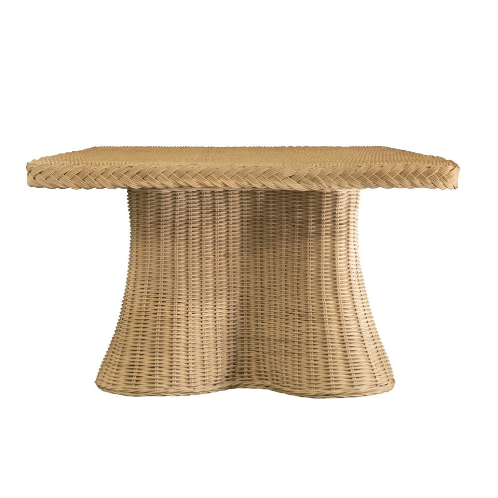 Worlds Away - Rectangular Coffee Table With Braided Edge And Scallopped Skirt In Natural Woven Rattan - BRITNEY view 4