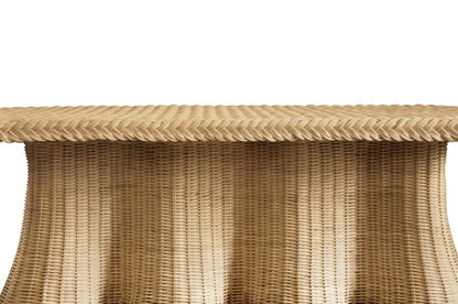 Worlds Away - Rectangular Coffee Table With Braided Edge And Scallopped Skirt In Natural Woven Rattan - BRITNEY view 5