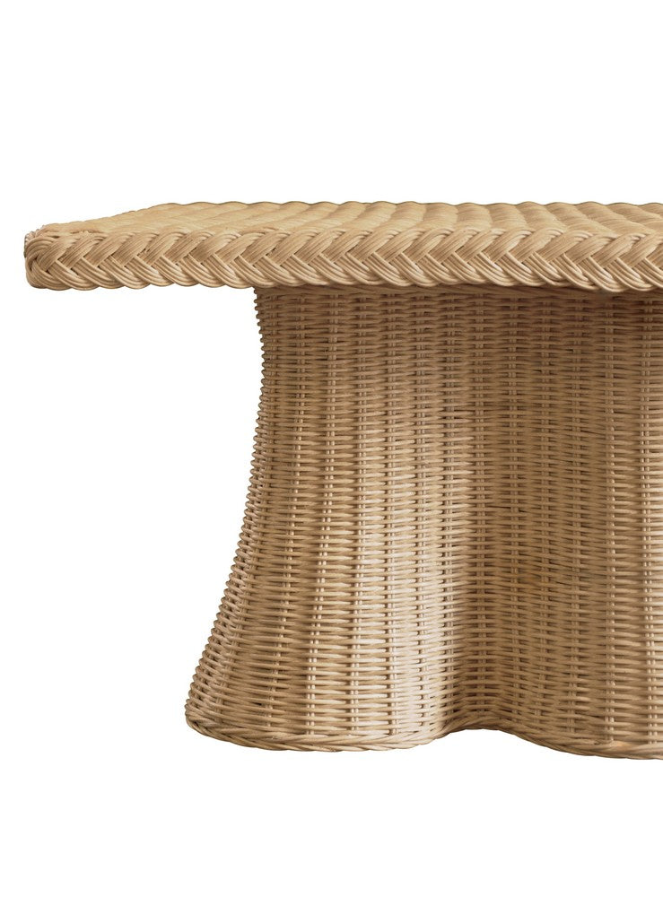 Worlds Away - Rectangular Coffee Table With Braided Edge And Scallopped Skirt In Natural Woven Rattan - BRITNEY view 6