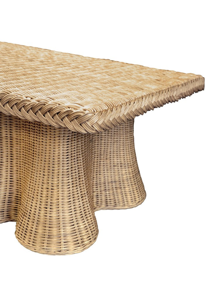 Worlds Away - Rectangular Coffee Table With Braided Edge And Scallopped Skirt In Natural Woven Rattan - BRITNEY view 7
