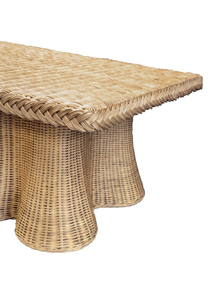 Worlds Away - Rectangular Coffee Table With Braided Edge And Scallopped Skirt In Natural Woven Rattan - BRITNEY view 7