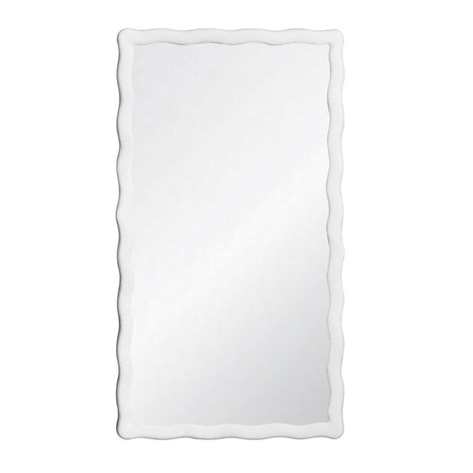 Worlds Away - Rectangular Mirror With Wavey Textured Frame In White - KYLO WH view 1