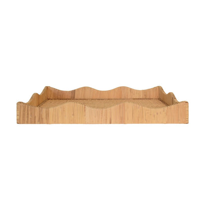 Worlds Away - Rectangular Natural Rattan Wrapped Tray With Wave Shaped Edge - WAVEY LG view 2