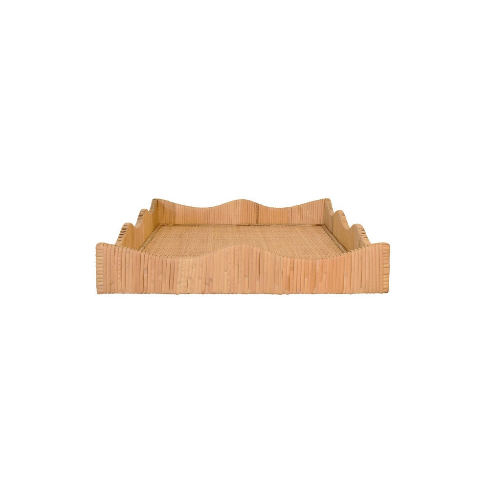 Worlds Away - Rectangular Natural Rattan Wrapped Tray With Wave Shaped Edge - WAVEY LG view 3