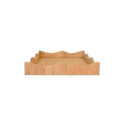 Worlds Away - Rectangular Natural Rattan Wrapped Tray With Wave Shaped Edge - WAVEY LG view 3