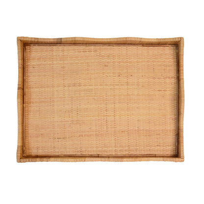 Worlds Away - Rectangular Natural Rattan Wrapped Tray With Wave Shaped Edge - WAVEY LG view 4