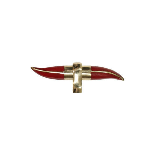 Worlds Away - Resin Horn Shape Handle With Brass Detailing In Red - LENNY HRD view 1