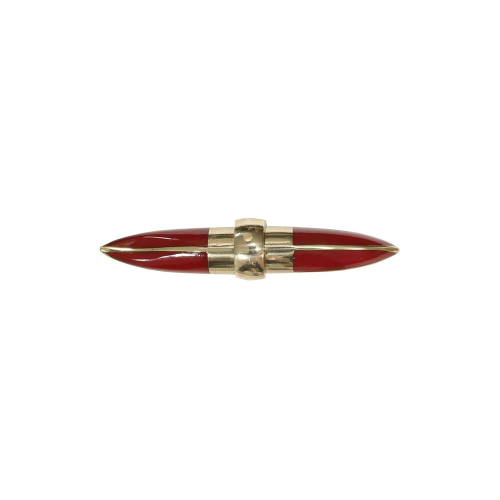 Worlds Away - Resin Horn Shape Handle With Brass Detailing In Red - LENNY HRD view 2