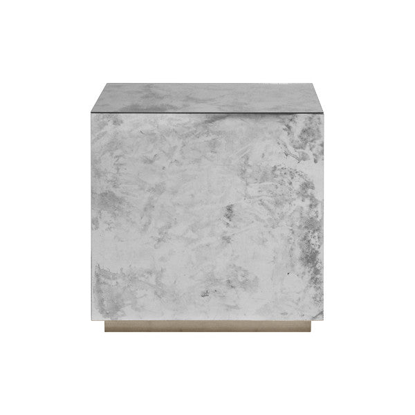 Worlds Away - Reverse Antique Mirror Cocktail Cube W. Silver Leaf Base - CUBO S view 1