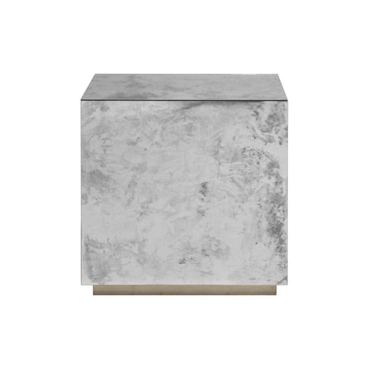Worlds Away - Reverse Antique Mirror Cocktail Cube W. Silver Leaf Base - CUBO S view 1