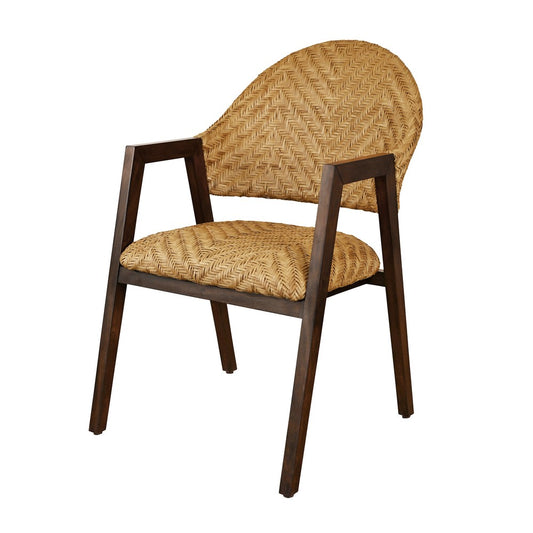 Worlds Away - Round Back Armed Dining Chair With Woven Rattan Seat And Back Rest - WALTER view 1