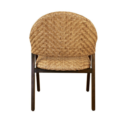 Worlds Away - Round Back Armed Dining Chair With Woven Rattan Seat And Back Rest - WALTER view 4