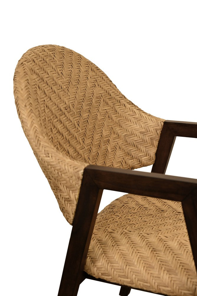 Worlds Away - Round Back Armed Dining Chair With Woven Rattan Seat And Back Rest - WALTER view 5