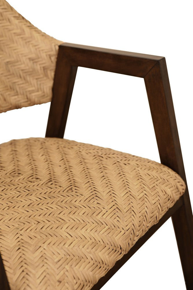 Worlds Away - Round Back Armed Dining Chair With Woven Rattan Seat And Back Rest - WALTER view 6