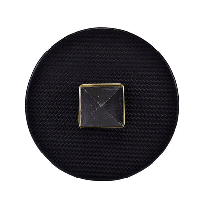 Worlds Away - Round Black Faux Leather Container With Stone Handle - Black - DENVER view 3