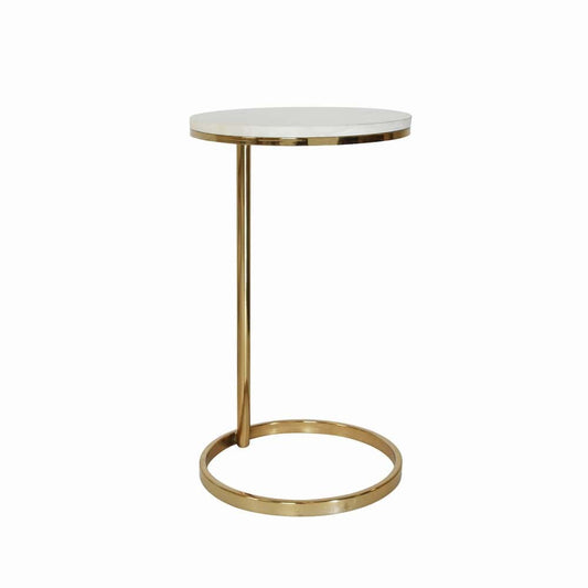 Worlds Away - Round Cigar Table With Brass Pole Base And White Marble Top - FARREN view 1