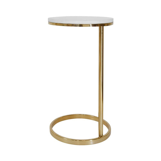 Worlds Away - Round Cigar Table With Brass Pole Base And White Marble Top - FARREN view 2