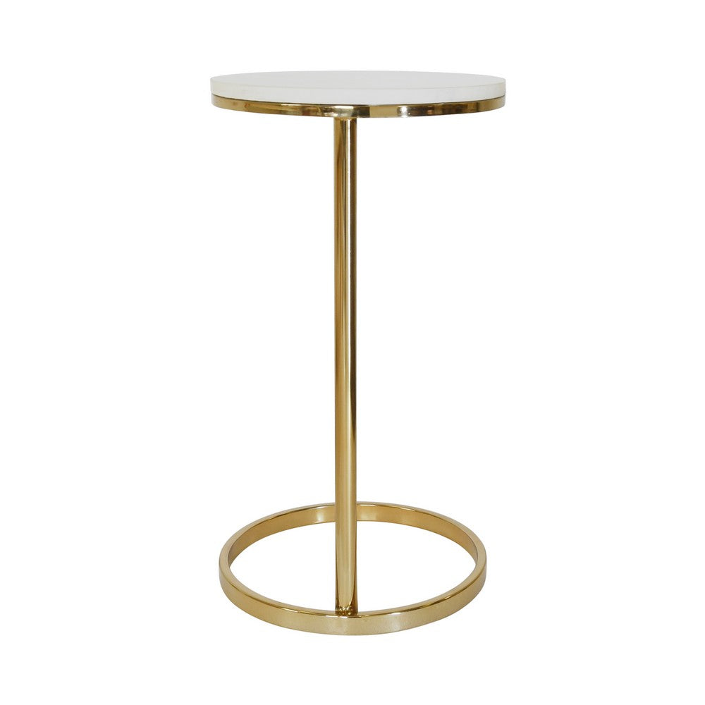 Worlds Away - Round Cigar Table With Brass Pole Base And White Marble Top - FARREN view 3