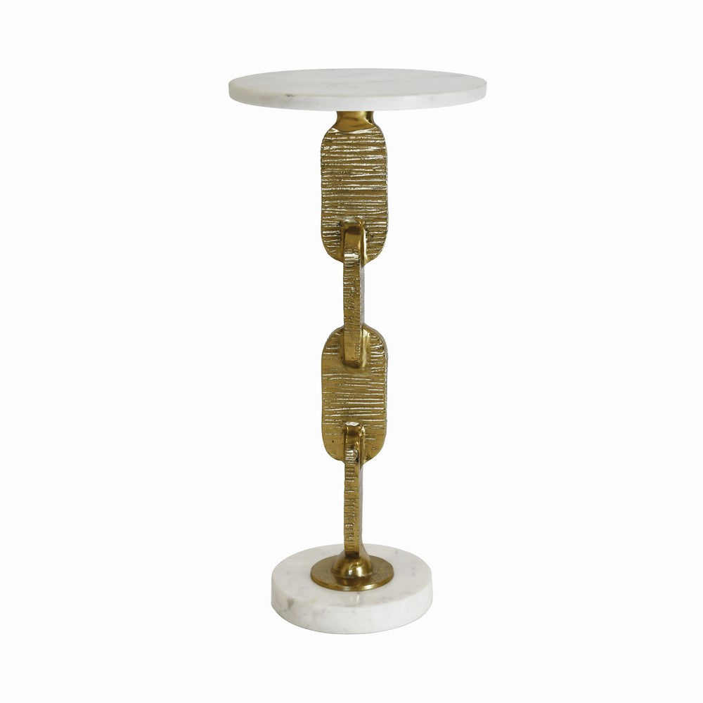 Worlds Away - Round Cigar Table With Interlocking Hammered Brass Base And White Marble Top - VENTURA view 1