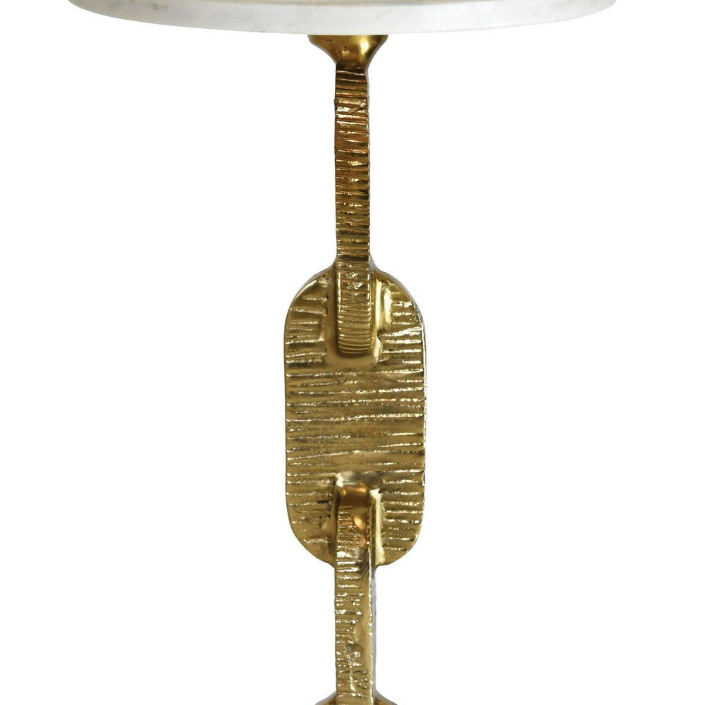 Worlds Away - Round Cigar Table With Interlocking Hammered Brass Base And White Marble Top - VENTURA view 4