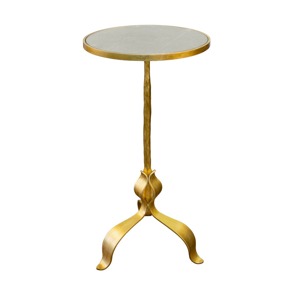 Worlds Away - Round Cigar Table With Leaf Leg Detail In Gold Leaf - BARCLAY G view 1