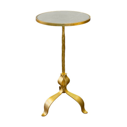 Worlds Away - Round Cigar Table With Leaf Leg Detail In Gold Leaf - BARCLAY G view 1