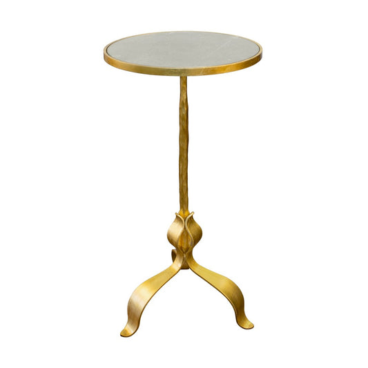 Worlds Away - Round Cigar Table With Leaf Leg Detail In Gold Leaf - BARCLAY G view 1