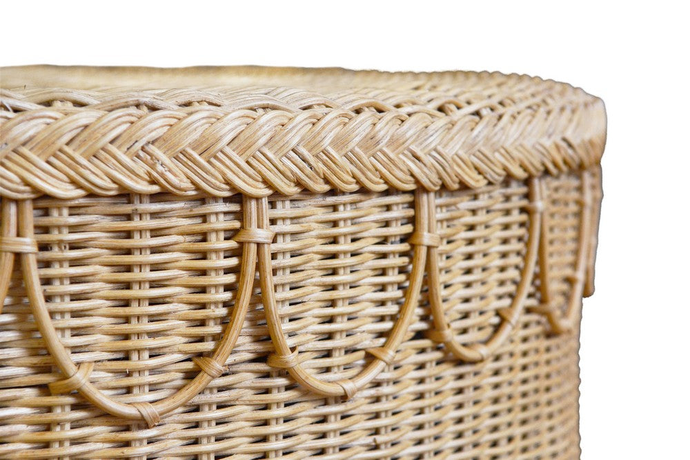 Worlds Away - Round Coffee Table With Scalloped Detail In Natural Woven Rattan - GIADA view 4