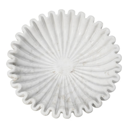 Worlds Away - Round Fluted White Marble Bowl With Brass Base - AUGIE view 2