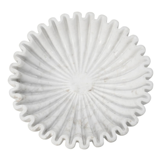 Worlds Away - Round Fluted White Marble Bowl With Brass Base - AUGIE view 2