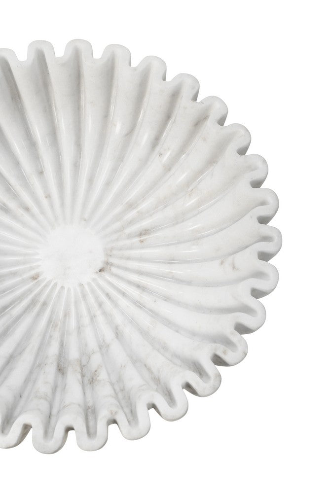 Worlds Away - Round Fluted White Marble Bowl With Brass Base - AUGIE view 5