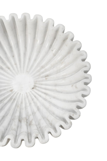 Worlds Away - Round Fluted White Marble Bowl With Brass Base - AUGIE view 5