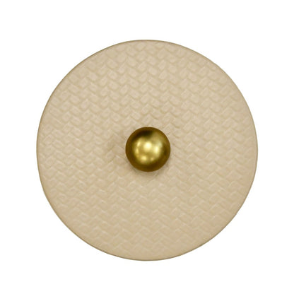 Worlds Away - Round Ivory Faux Leather Container With Brass Ball Handle - EMMA view 4