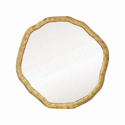 Worlds Away - Round Metal Mirror With Organic Textured Antique Brass Frame - CADENCE ABR view 1