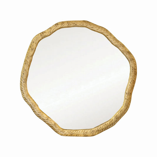 Worlds Away - Round Metal Mirror With Organic Textured Antique Brass Frame - CADENCE ABR view 1