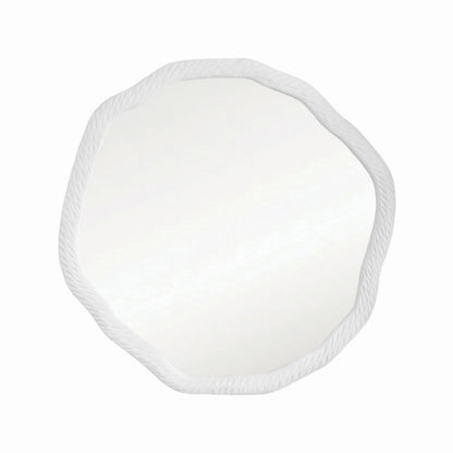 Worlds Away - Round Metal Mirror With Organic Textured Matte White Frame - CADENCE WH view 1