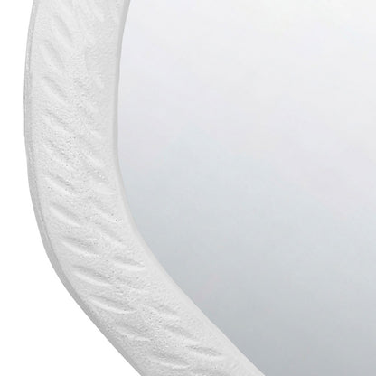 Worlds Away - Round Metal Mirror With Organic Textured Matte White Frame - CADENCE WH view 3