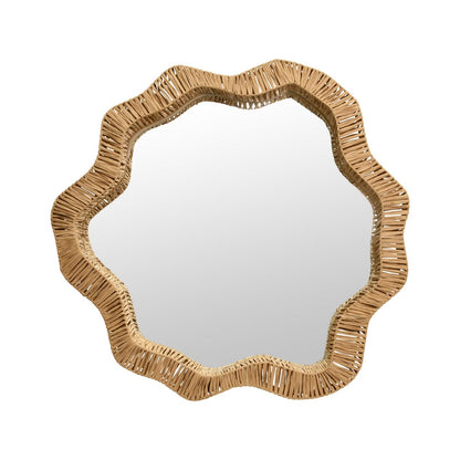 Worlds Away - Round Organic Shaped Mirror With Natural Rattan Frame - KOMODO view 2