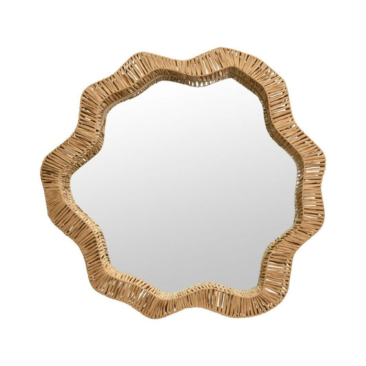 Worlds Away - Round Organic Shaped Mirror With Natural Rattan Frame - KOMODO view 2