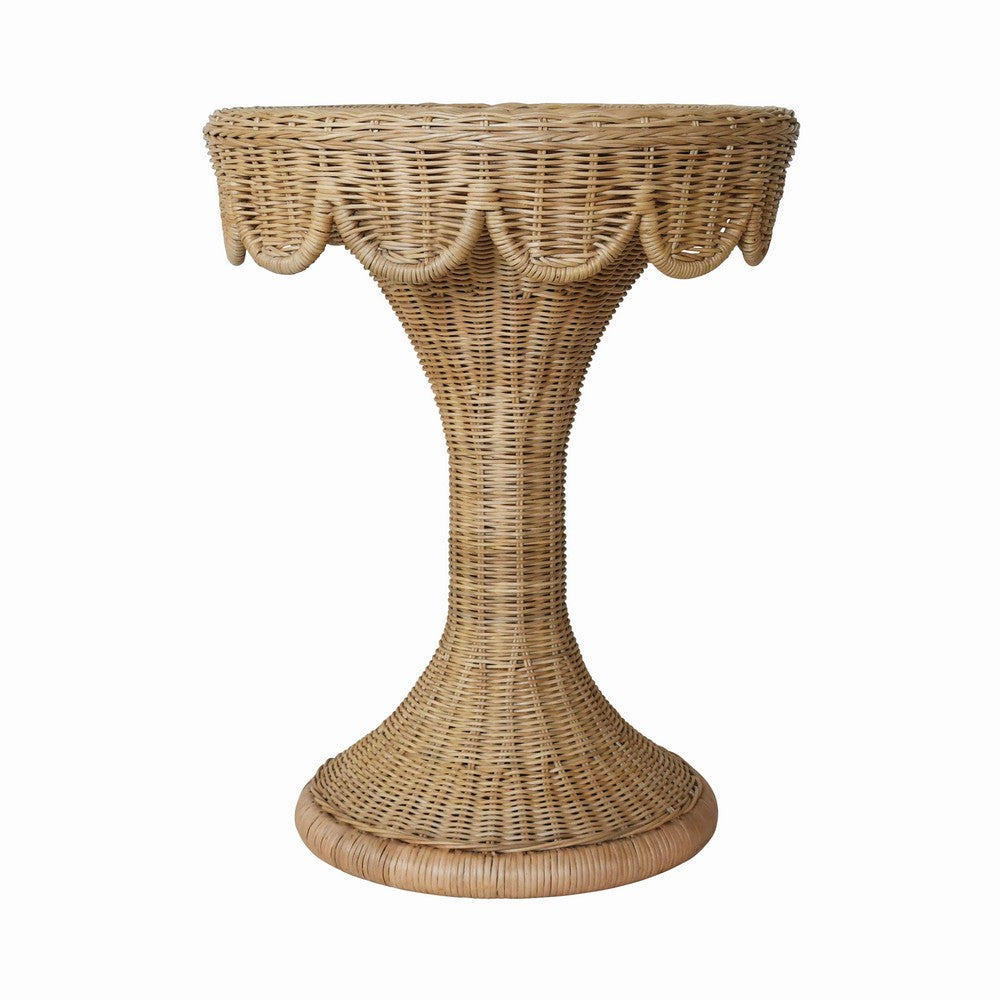 Worlds Away - Round Pedestal Side Table With Scallop Edge - ORLA view 1