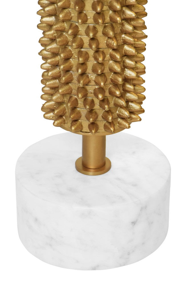 Worlds Away - Round Pedestal Side Table With Urchin Textured Detail And White Marble Base With Inset Mirror Top - TALIA view 3