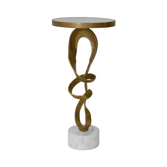 Worlds Away - Round Sculptural Loop Base Side Table In Antique Brass With Inset Mirror Top - OLYMPIA view 1