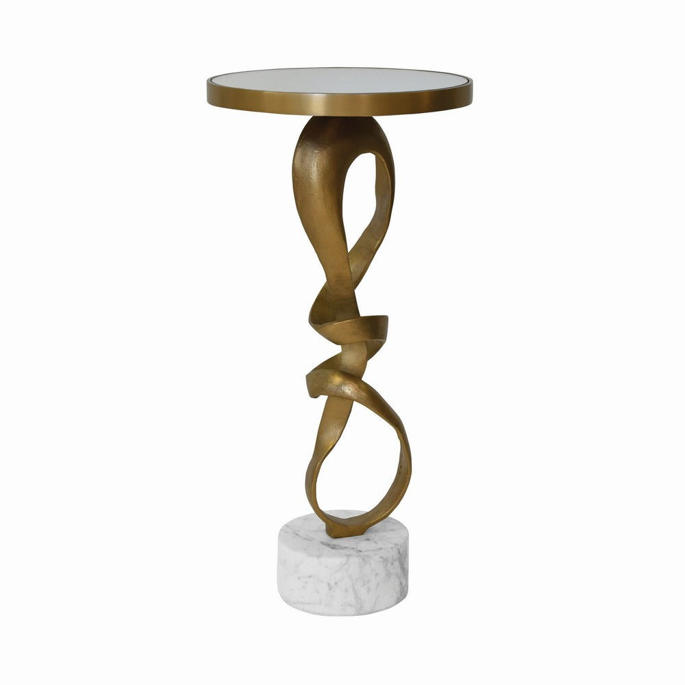 Worlds Away - Round Sculptural Loop Base Side Table In Antique Brass With Inset Mirror Top - OLYMPIA view 3