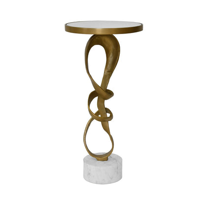 Worlds Away - Round Sculptural Loop Base Side Table In Antique Brass With Inset Mirror Top - OLYMPIA view 5