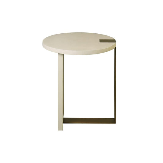 Worlds Away - Round Side Table In Ant Brass & Cream Faux Shagreen - HARRINGTON CS view 2