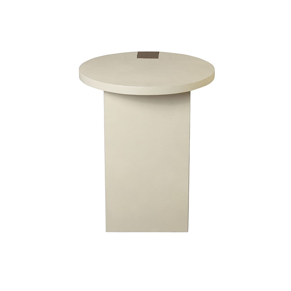 Worlds Away - Round Side Table In Ant Brass & Cream Faux Shagreen - HARRINGTON CS view 3