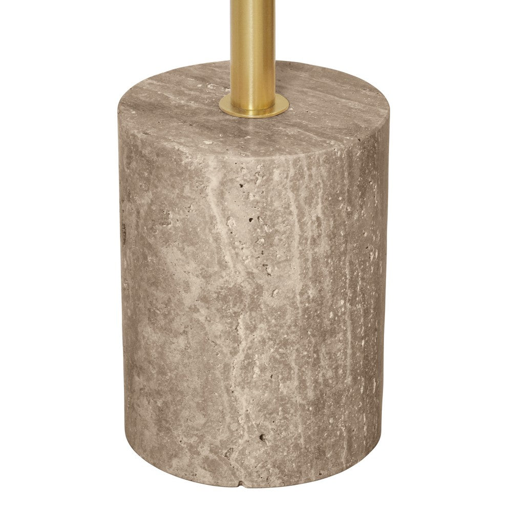 Worlds Away - Round Side Table In Travertine With Stainless Steel Pole. - NATALIA view 3