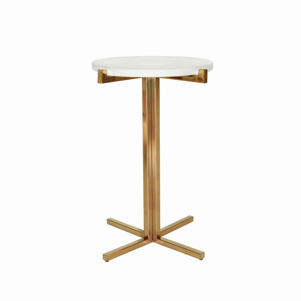 Worlds Away - Round Side Table With Brass X Base And White Marble Top - WINSLET view 1
